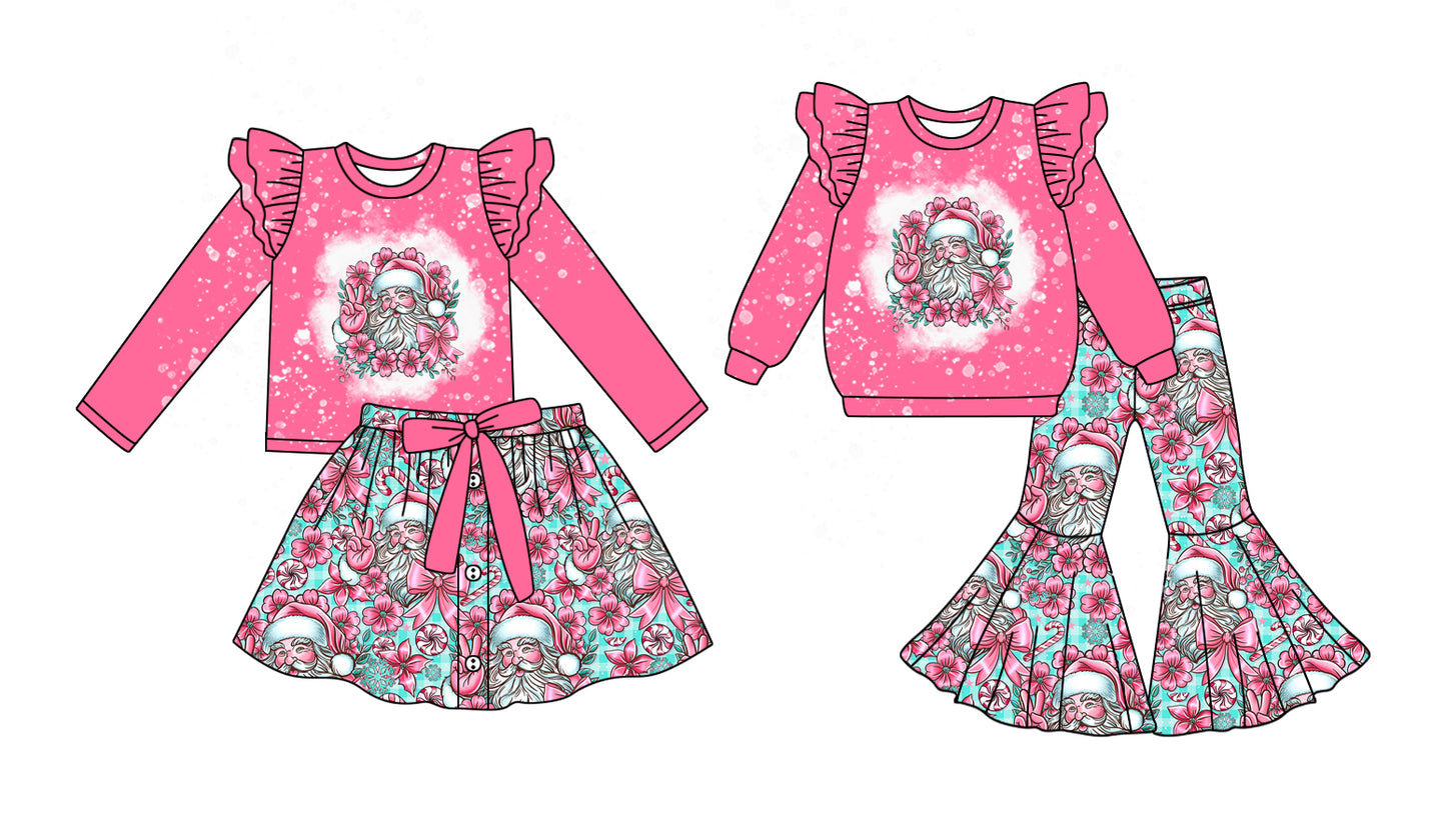 25.6.25 custom each style moq 5eta 4-6week Sibling Sisters Christmas baby girl long sleeve pants sets and dress match family design