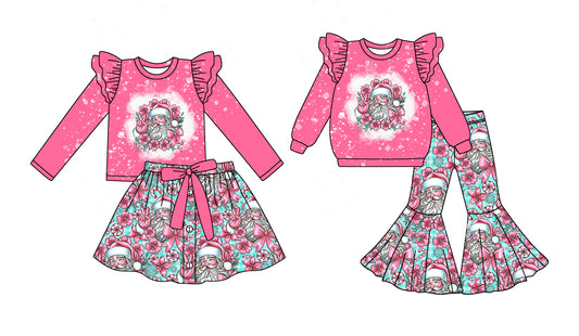 25.6.25 custom each style moq 5eta 4-6week Sibling Sisters Christmas baby girl long sleeve pants sets and dress match family design