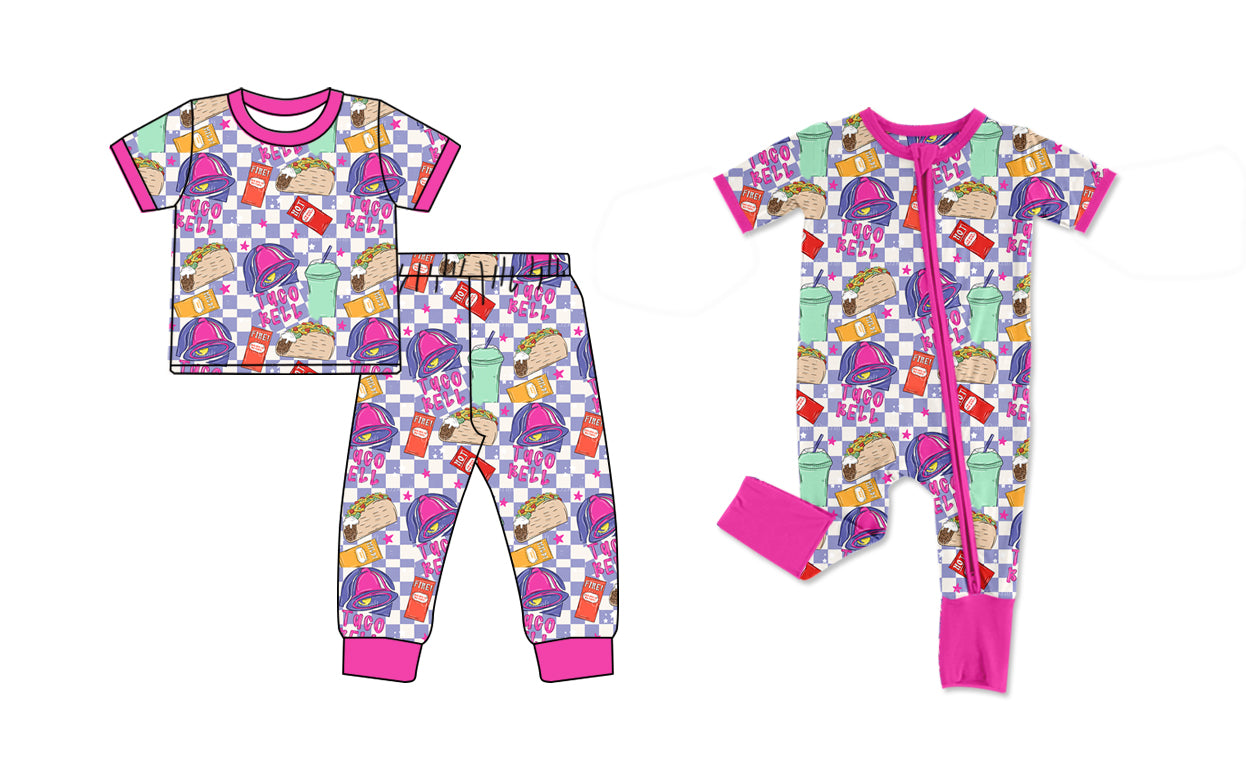 11.25 custom each style moq 5eta 4-6week Sibling Sister TACO RELL baby girls short sleeve sets and rompers match design