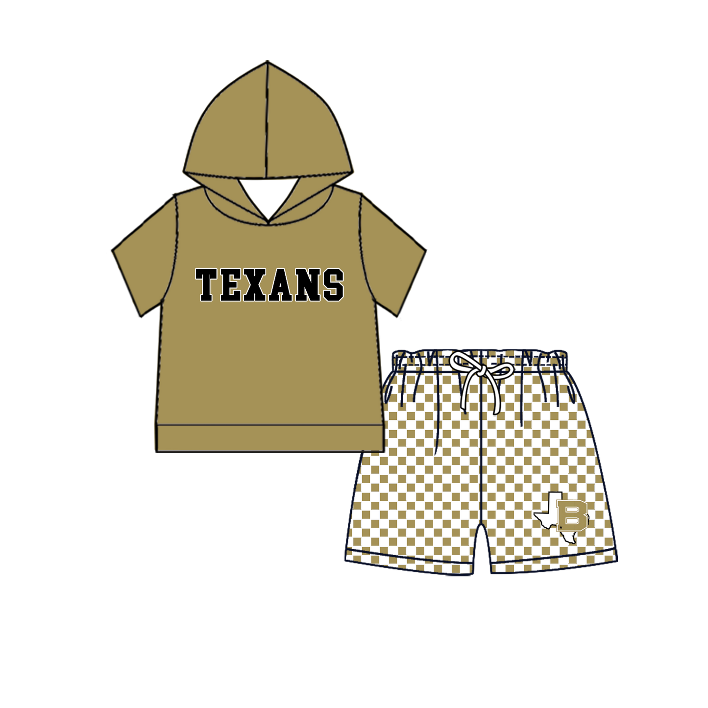 custom moq 5 mix size MSD070806 Baby Kids Summer Short Sleeve Hooded Top Elastic Waist Shorts Clothes Set