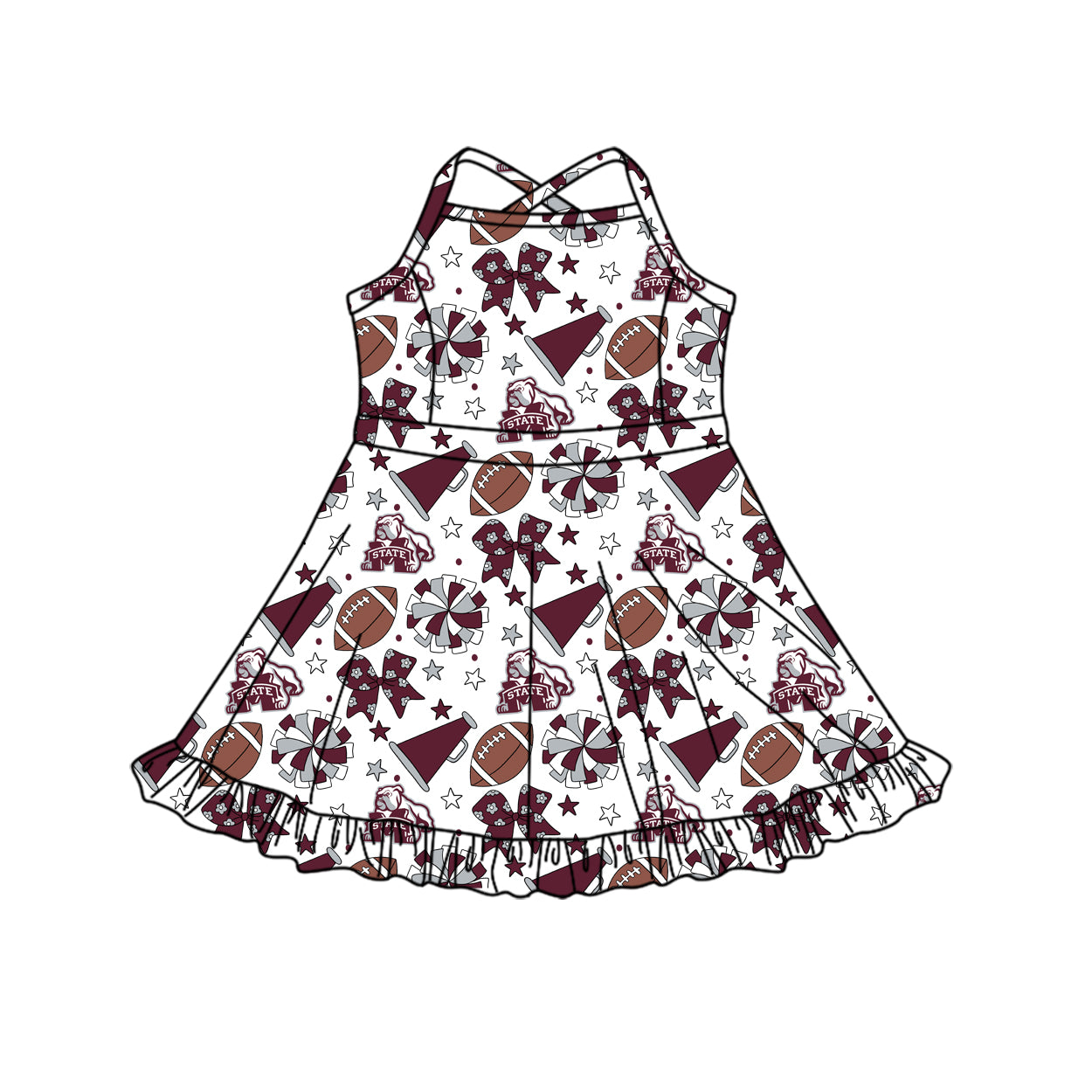 Custom moq 5 mix size milk silk summer teams Baby Girls Strap Stars Bows Yoga Ruffle Knee Length Dresses Activity Wear Cute Fashionable Kids Clothing
