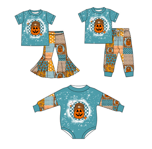 25.5.20 custom each style moq 5eta 4-6week Sibling Sister pumpkin baby boy short sleeve pants sets and sets 2 and rompers match family design
