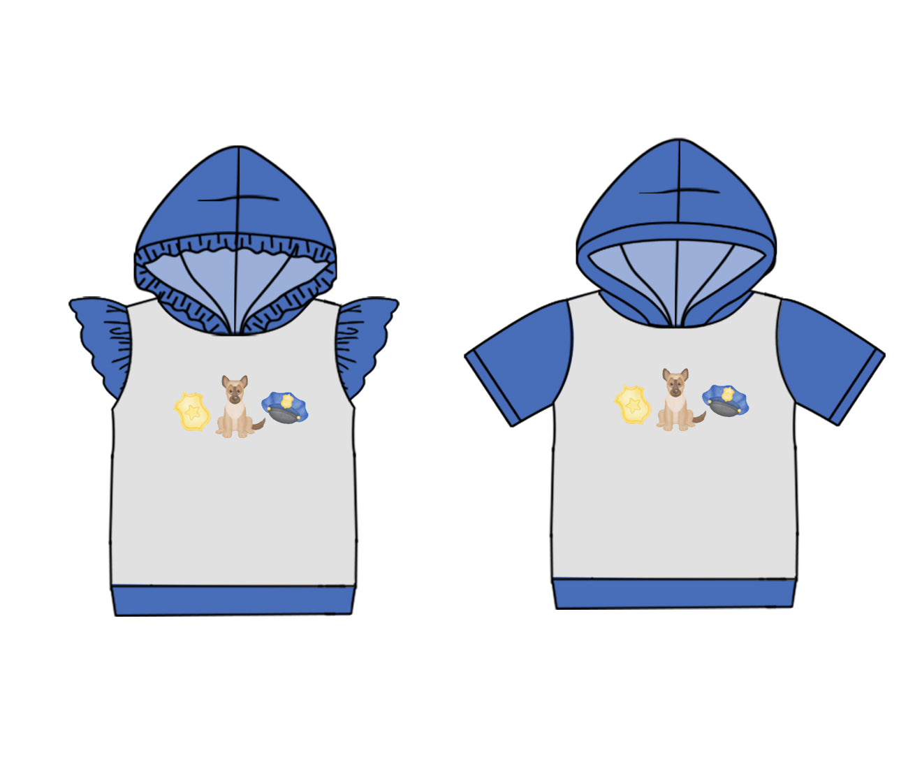 25.10.30 custom each style moq 8 eta 6-8week Sibling Sisters puppy baby girl hooded short sleeve top 2 match family design