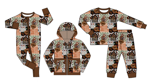 25.8.15 custom each style moq 5eta 4-6week Sibling Sisters COW BOY baby boy long sleeve pants sets and romper and top match family design