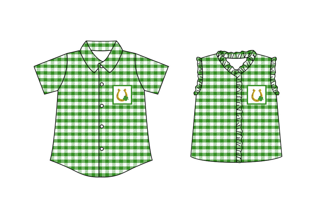 25.10.23 custom each style moq 5 eta 6-8 week Sibling Sister green baby girl boy short sleeve top 2 match family design