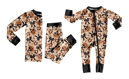 25.7.19 custom each style moq 5eta 4-6week Sibling Sister pumpkin bow baby boy long sleeve pants sets and rompers match family design