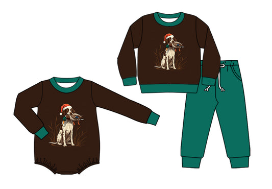 25.7.16 custom each style moq 5eta 4-6week Sibling Sister Christmas puppy baby boy long sleeve pants sets and rompers match family design