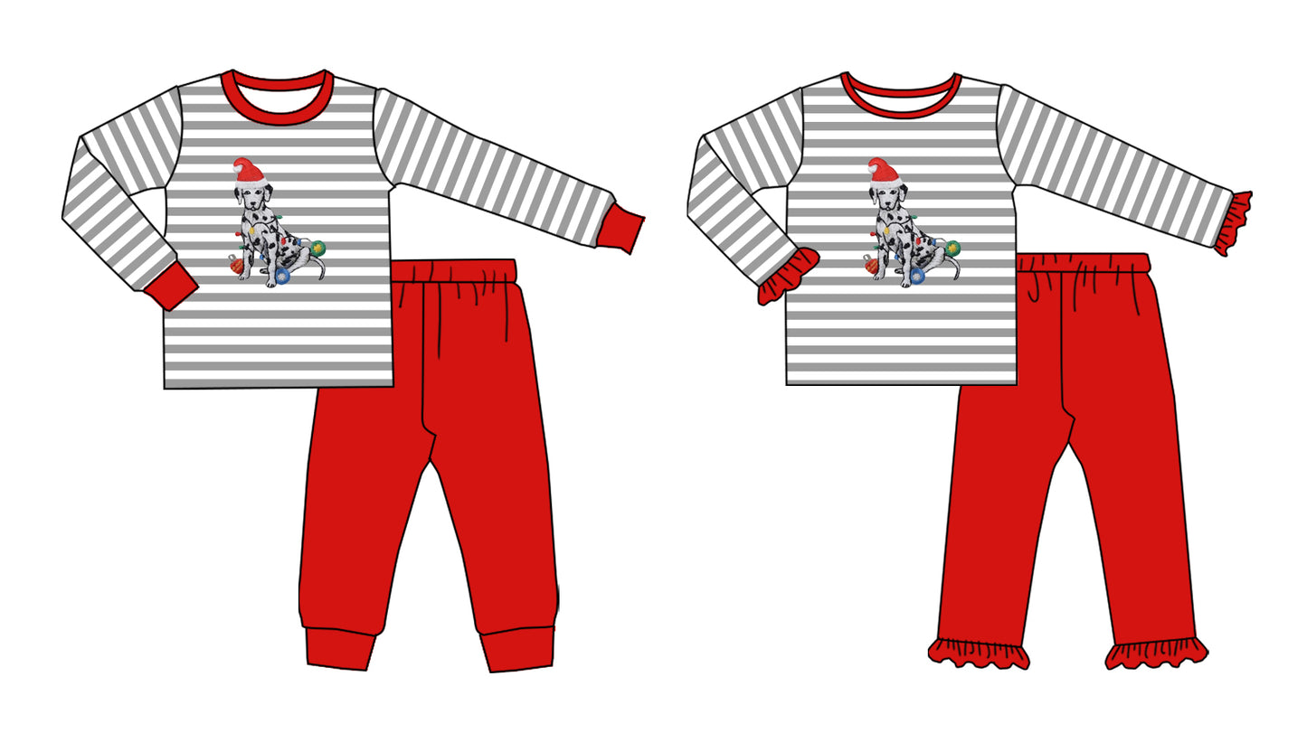25.8.20 custom each style moq 5 eta 4-6week Sibling Sisters Christmas baby girl long sleeve pants sets 2
