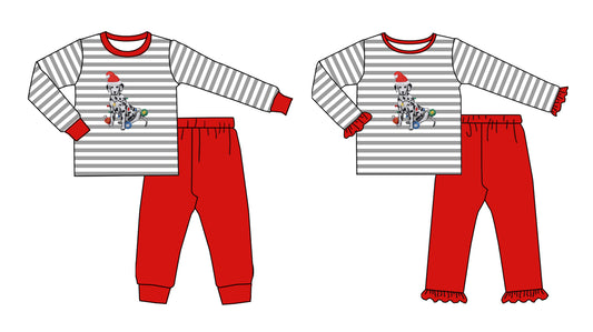 25.8.20 custom each style moq 5 eta 4-6week Sibling Sisters Christmas baby girl long sleeve pants sets 2