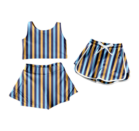 4.16 custom each style moq 5eta 4-6week Sibling Sister striped baby girls clothes Short sleeve yoga dress and shorts match family design