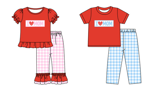 25.9.12 custom each style moq 5eta 6-8week Sibling Sisters MOM baby girl boy clothes short sleeve pants sets 2 match family design
