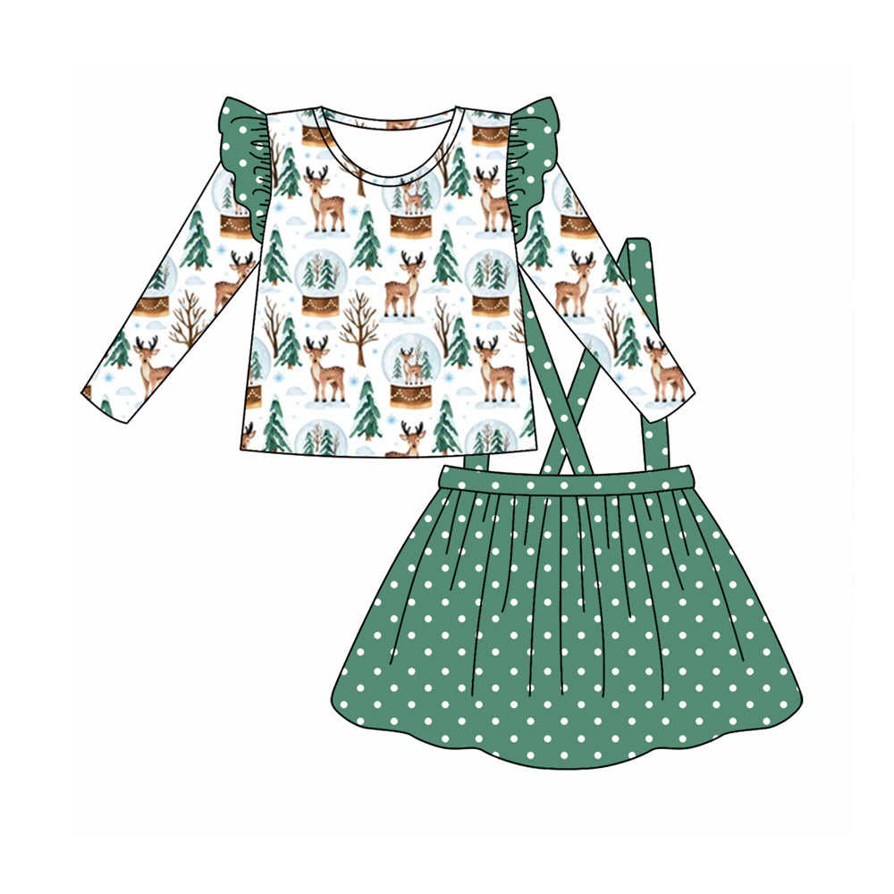 7.5 custom each style moq 5eta 4-6week Sibling Sister Christmas green baby girls sets and dress and rompers match family design