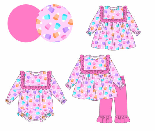 25.5.12 custom each style moq 5eta 4-6week Sibling Sisters baby girl long sleeve pants sets and dress and rompers match family design