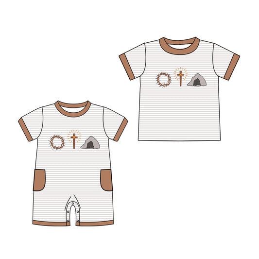 25.11.7 custom each style moq 5 eta 6-8 week Sibling Sister easter baby boy short sleeve top and rompers match family design