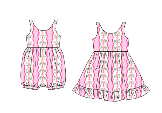 3.11 custom each style moq 5eta 4-6week Sibling Sister floral baby girl short sleeve dress and rompers match family design