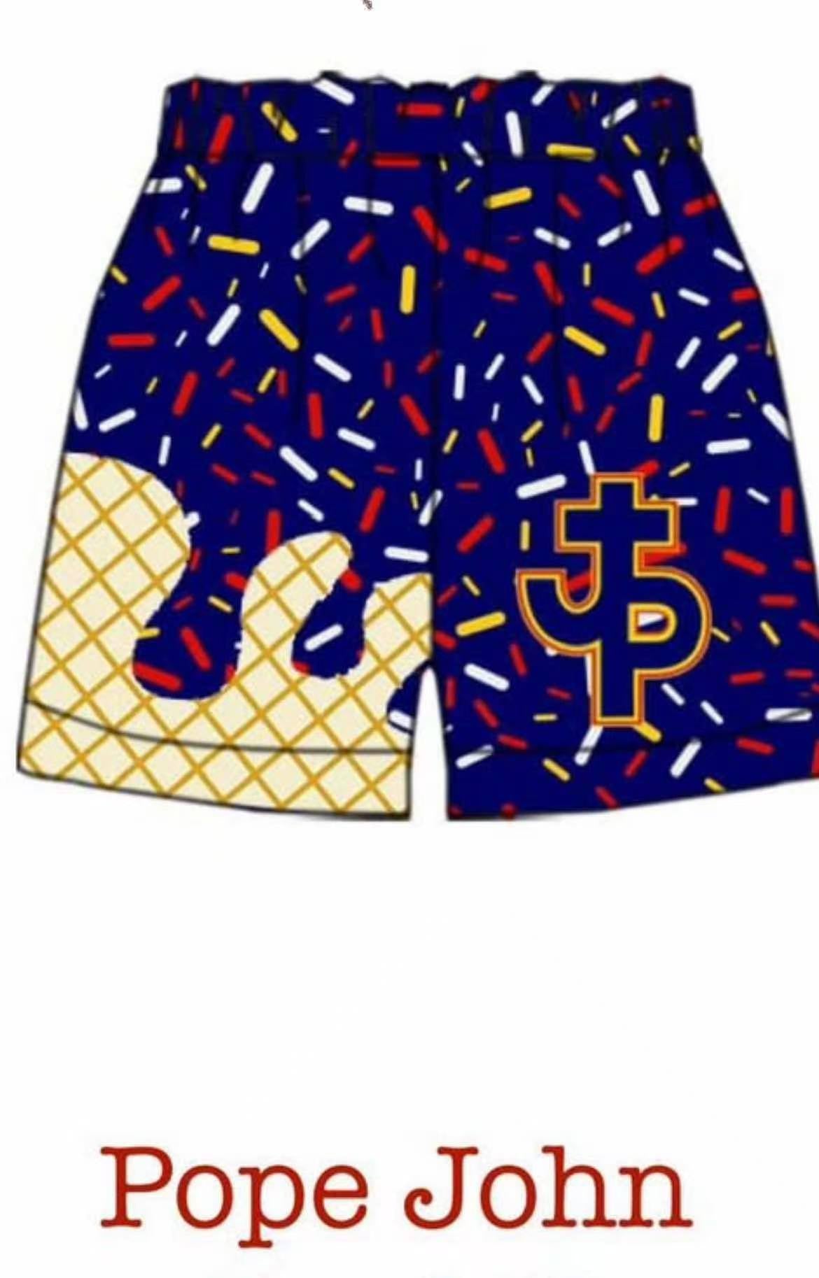 Custom moq 5 ice cream drips Ice Cream Shorts Blue Gold and Red Summer Shorts
