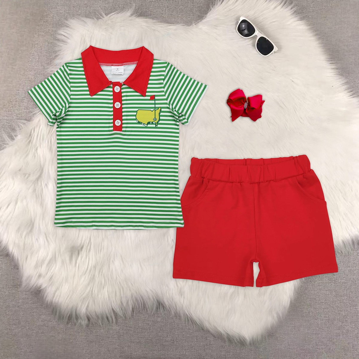 RTS Boys and girls embroidery Short Sleeve Shorts sets