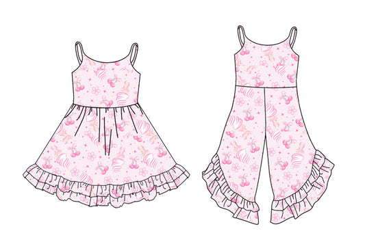 4.23 custom each style moq 5eta 4-6week Sibling Sister floral bow baby girl short sleeve dresses and jumpsuit match design