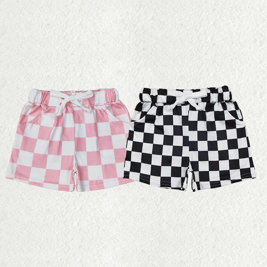 RTS NO MOQ Sibling Baby girls clothes Summer plaid Shorts