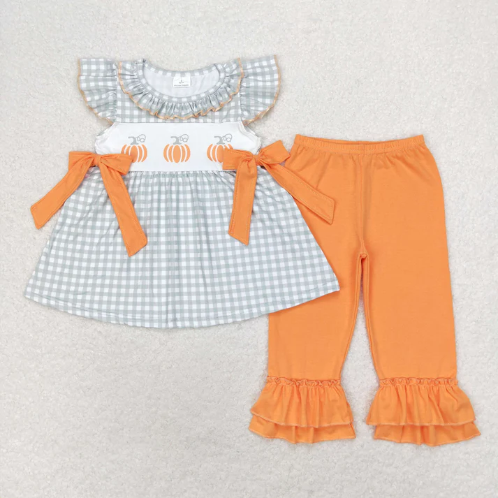 RTS NO MOQ Sibling baby girl clothes Halloween short sleeve pants Sets