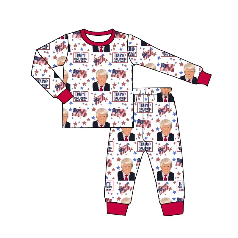 Deadline October 23 custom no moq eta 6-8weeks White long-sleeved suit with national flag, five-pointed star and human figure pattern