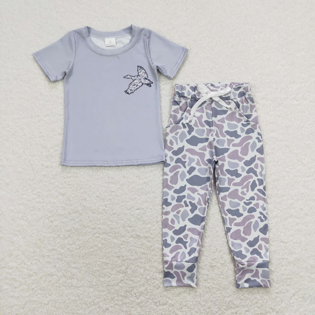 RTS NO MOQ Sibling Baby boy clothes duck puppy short Sleeve pants Suits