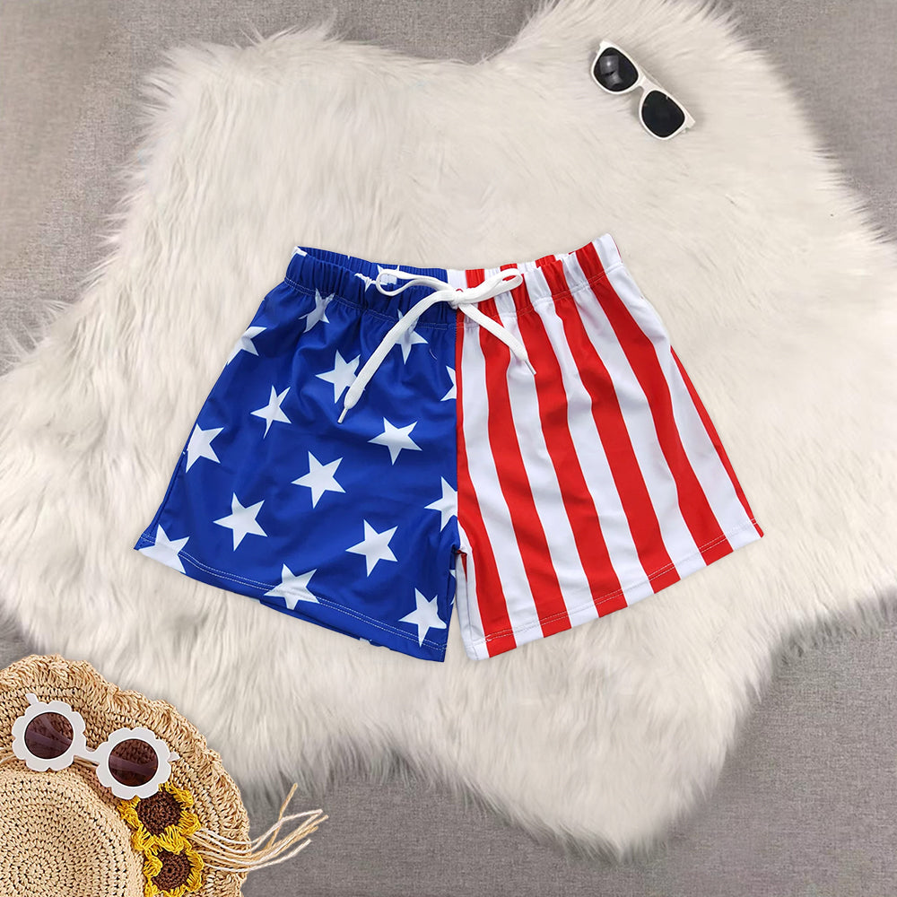 RTS NO MOQ baby boy clothes 4th of july summer swim trunks