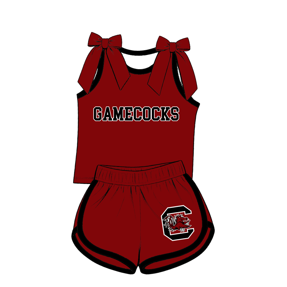custom moq 5 mix size MSD070907 Baby Girls Bow Sleeveless Tank Top And Elastic Waist Shorts Casual Outfit