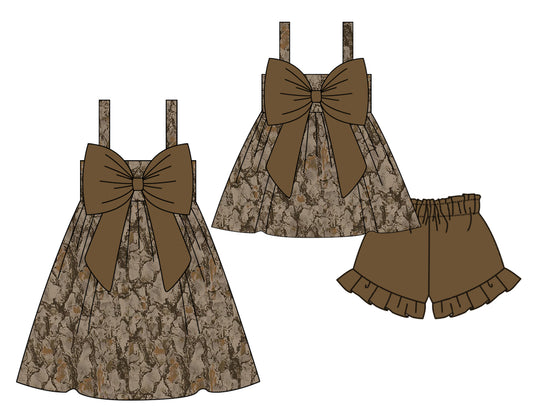 11.16 custom each style moq 5eta 4-6week Sibling Sister camouflage baby girl short sleeve shorts sets and dresses match design