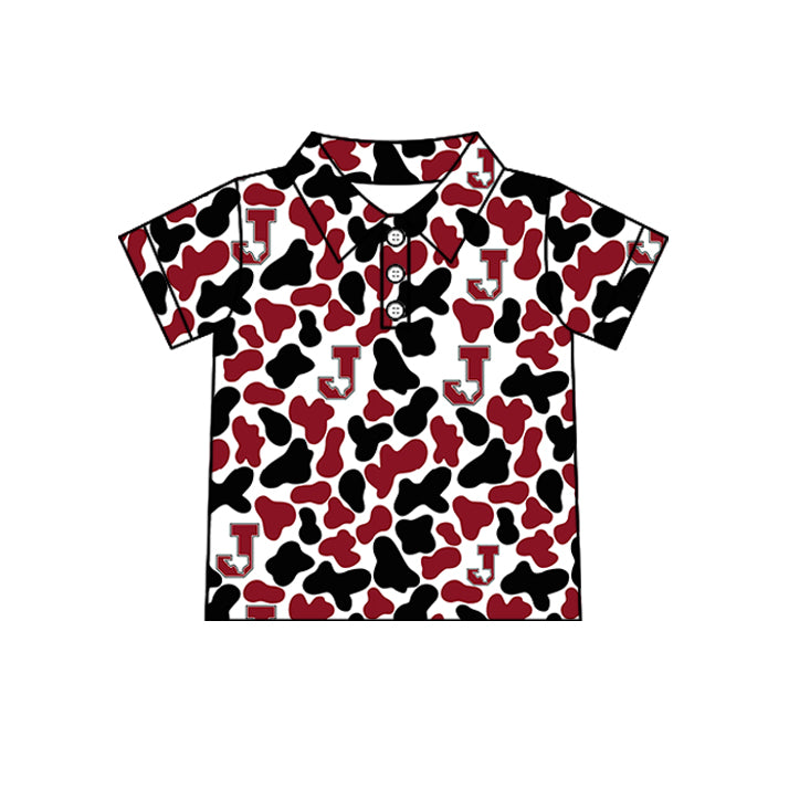 Custom moq 5 mix size summer teams Baby Boys Camo Button Short Sleeve Polo Shirt