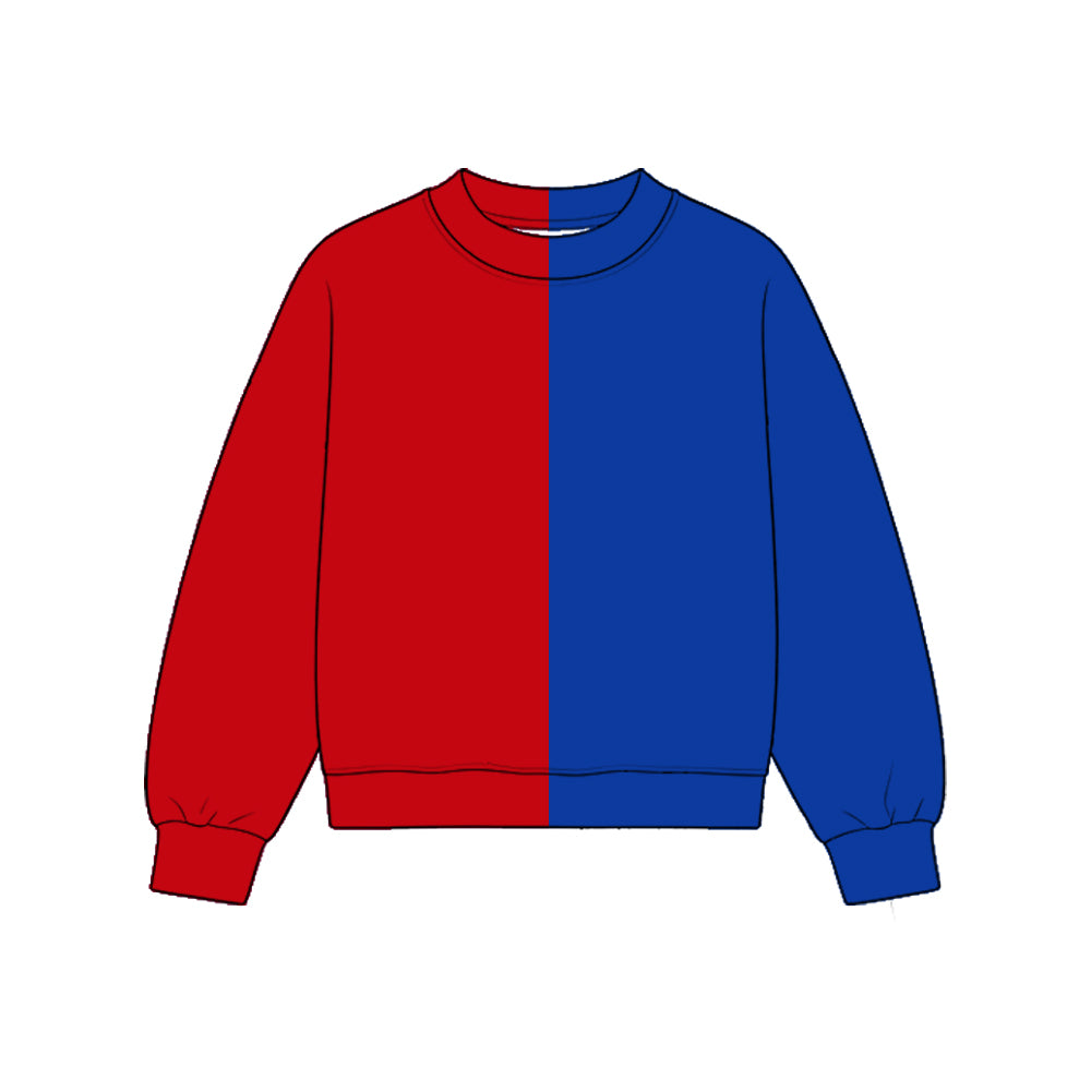 Custom moq 5 girls  Blank Cotton Bright Red + Royal Blue Sweatshirt