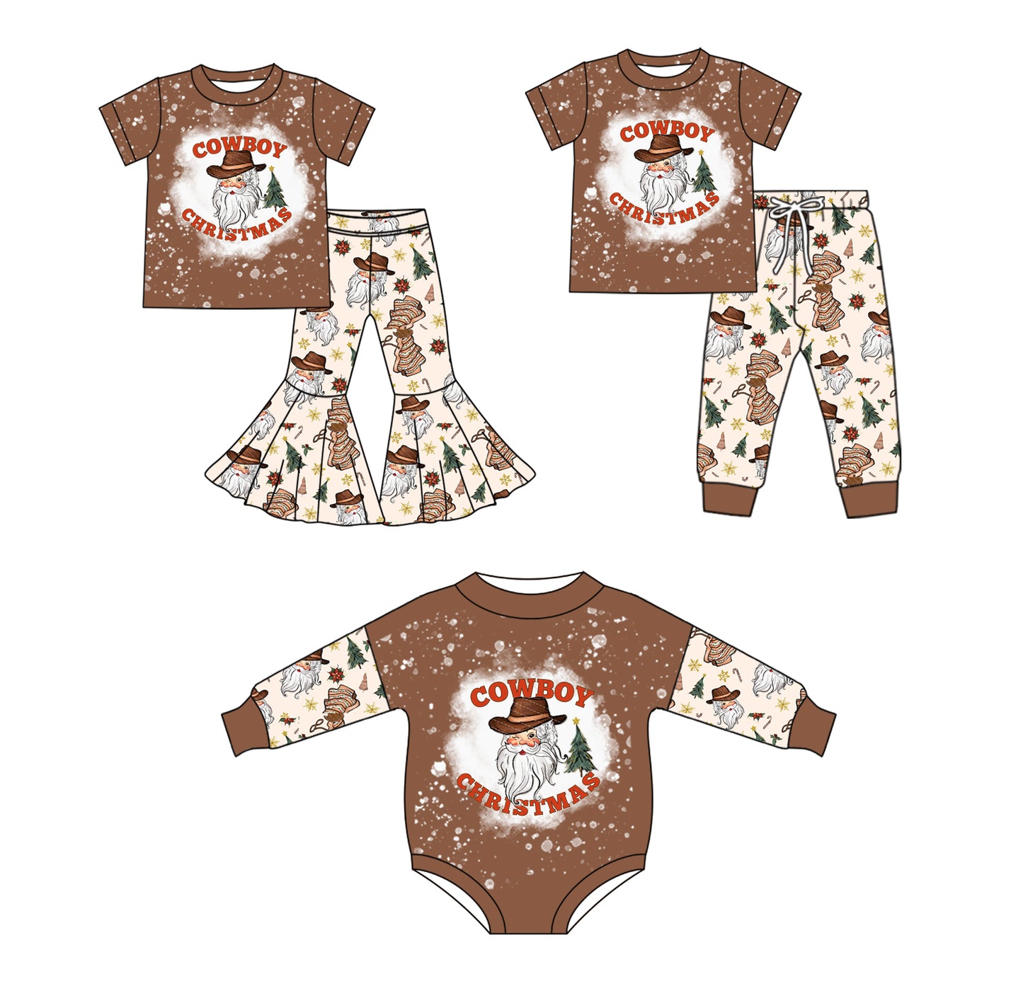 25.5.20 custom each style moq 5eta 4-6week Sibling Sister Christmas COWBOY baby boy short sleeve pants sets and sets 2 and rompers match family design