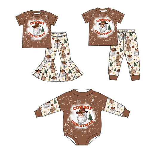 25.5.20 custom each style moq 5eta 4-6week Sibling Sister Christmas COWBOY baby boy short sleeve pants sets and sets 2 and rompers match family design