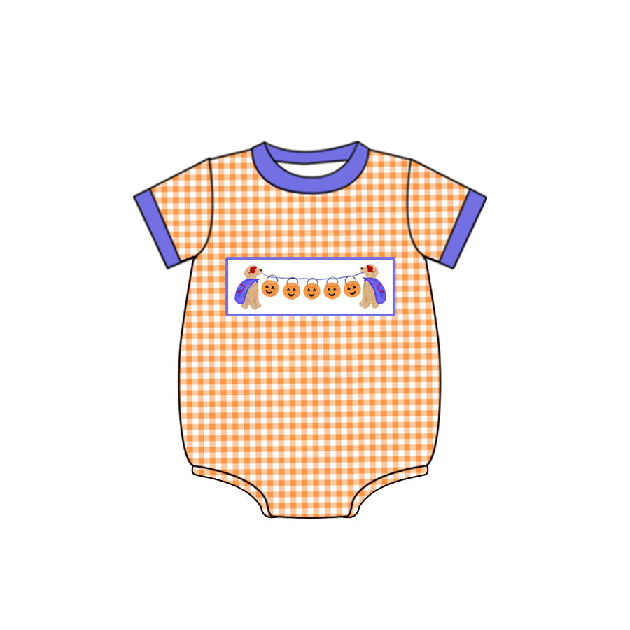 5.18custom each style moq 5eta 4-5week Sibling Sister Halloween pumpkin print green stripe stripe girls and boys outfits and baby romper match family design