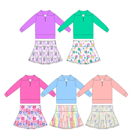 25.10.16 custom each style moq 5 eta 6-8week Sibling Sisters baby girl long sleeve skirts sets 5 match family design