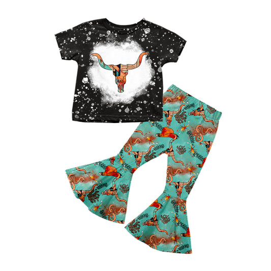 10.22 custom each style moq 5eta 4-6week baby girls clothes cow head short sleeve pants sets