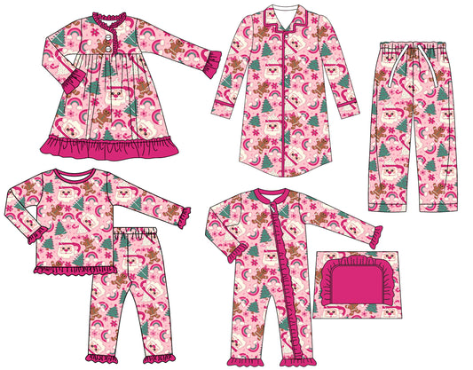 25.6.26 custom each style moq 5eta 4-6week Sibling Sisters Christmas baby girl long sleeve pants sets and adult top and adult pants and romper and dress match family design