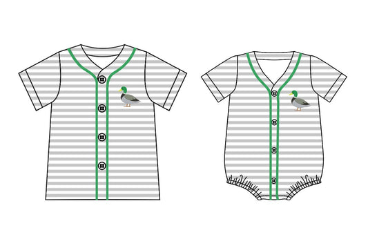 25.11.8 custom each style moq 5 eta 6-8 week Sibling Sister duck baby boy short sleeve top and rompers match family design