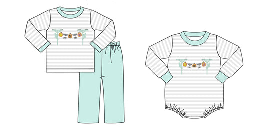 25.5.15 custom each style moq 5eta 4-6week Sibling Sisters pumpkin baby boy long sleeve pants sets and rompers match family design