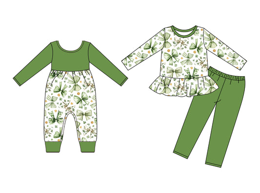 25.9.9 custom each style moq 5eta 4-6week Sibling Sisters bow floral baby girl clothes long sleeve pants sets and romper match family design