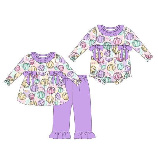 25.8.6 custom each style moq 5eta 4-6week Sibling Sister pumpkin baby girl long sleeve pants sets and rompers match family design