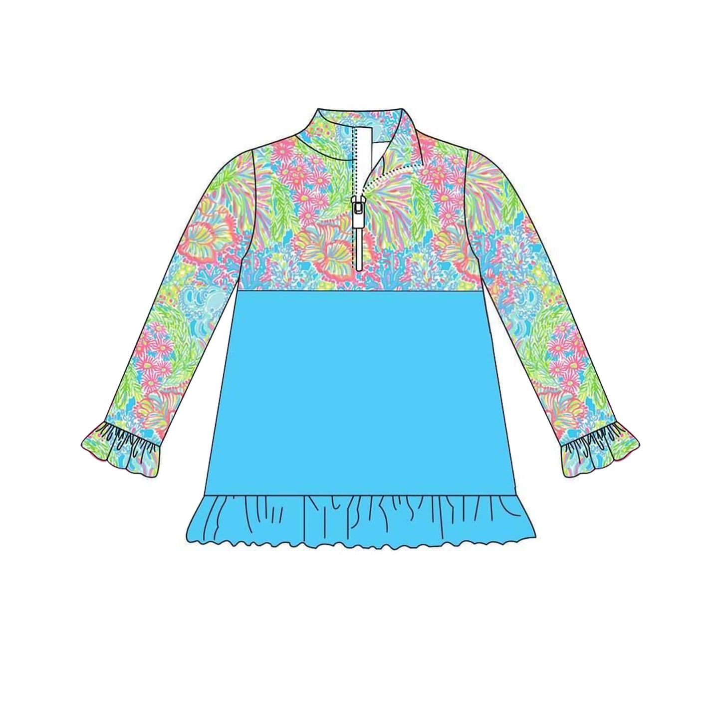 5.16custom each style moq 5eta 4-5week Sibling Sister Girls' long-sleeved tops with different styles and prints and colors match family design