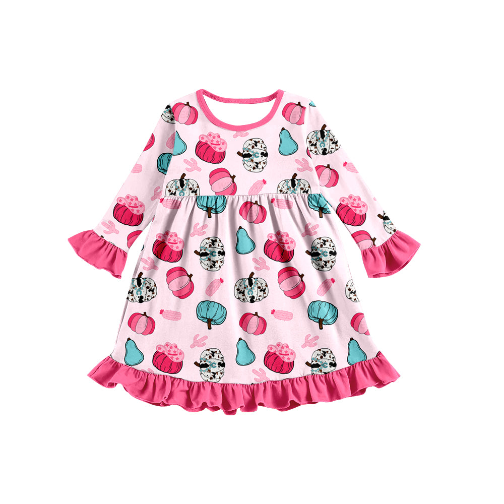 5.29 custom each style moq 5eta 4-5week Sibling Sister pumpkin pink baby girls outfits dress and baby romper match family design