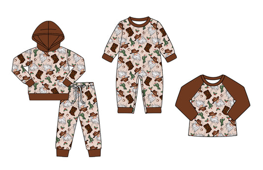 25.7.24 custom each style moq 5eta 4-6week Sibling Sisters boots baby boy long sleeve pants sets and rompers and top match family design