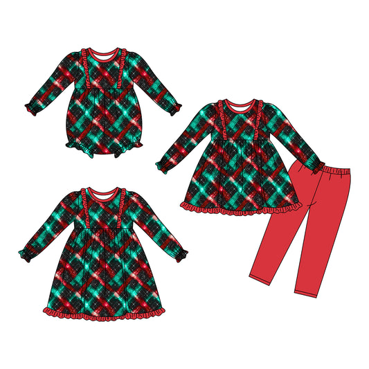 5.23 custom each style moq 5eta 4-5week Sibling Sister colorful girls outfits dress and baby romper match family design