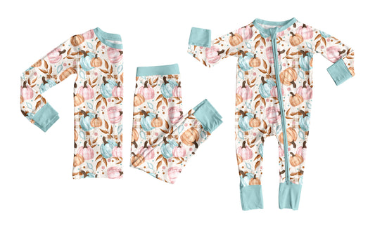 25.6.19 custom each style moq 5eta 4-6week Sibling Sisters pumpkin baby boy long sleeve pants sets and rompers match family design