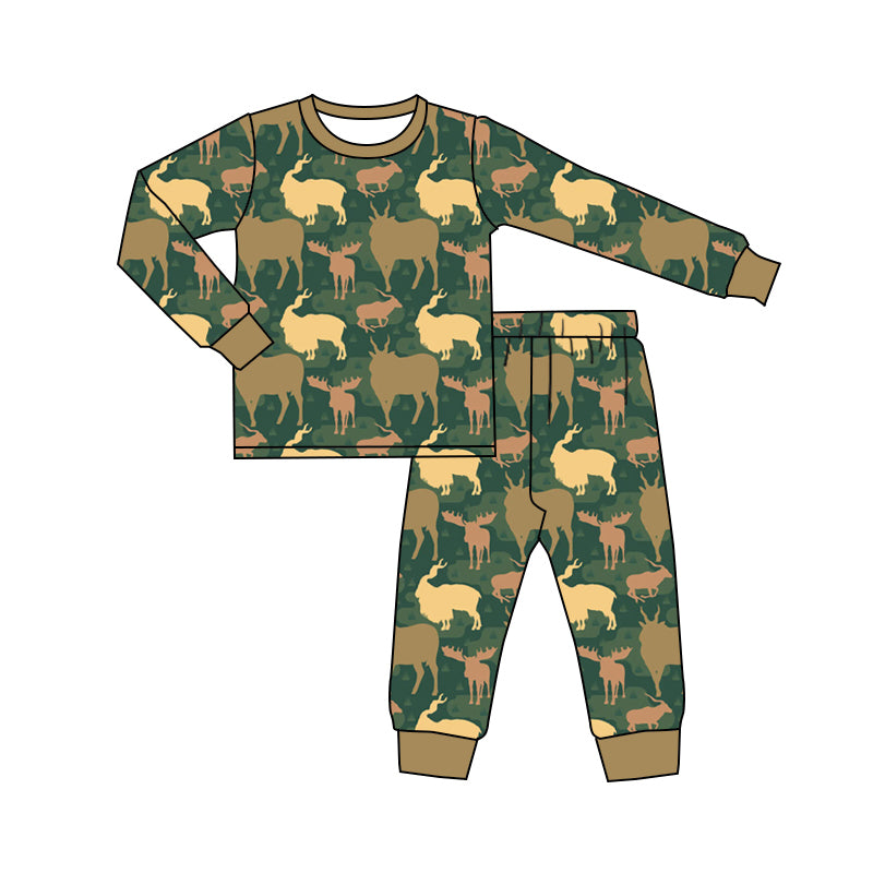 8.8 custom each style moq 5eta 4-6week Sibling Sister deer green baby boys sets and rompers match family design
