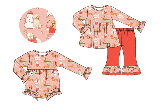 25.7.10 custom each style moq 5eta 4-6week Sibling Sister Christmas baby girl long sleeve pants sets and rompers match family design