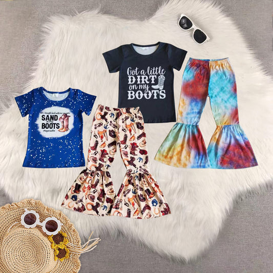 RTS NO MOQ Sibling Baby Girls short Sleeve Pants Set