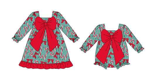 25.8.26 custom each style moq 5eta 4-6week Sibling Sisters Christmas baby girl long sleeve dress and rompers match family design